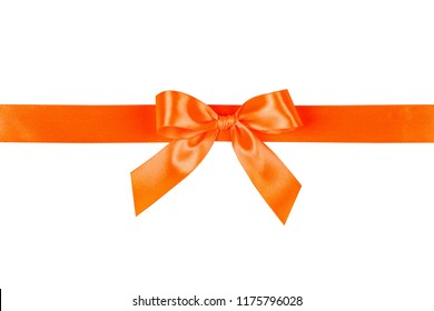 Orange Bow, Ribbon. Isolated On White Background.