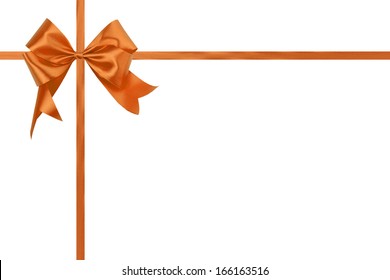 Orange Bow With A Ribbon On White Background