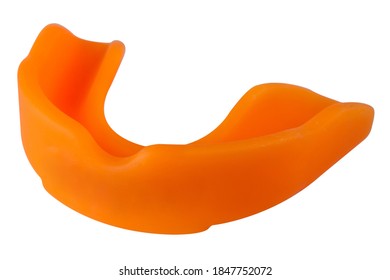 Orange Boxing Mouthguard, On White Background, Teeth Protection, Isolate