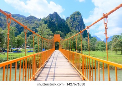 Orange Bridge In Vang Vieng, Laos