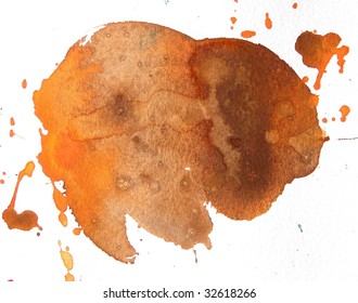 Orange And Brown Watercolor Brush Splash Background