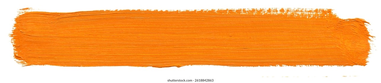 Orange brush stroke of isolated oil paint texture 