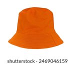 Orange bucket hat isolated on white background