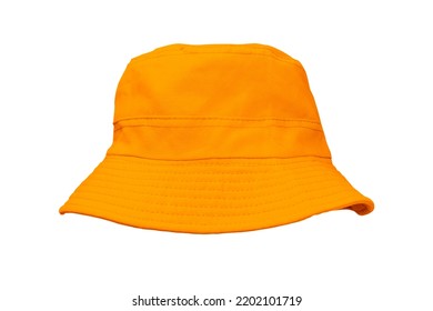 orange bucket hat isolated on white - Shutterstock ID 2202101719