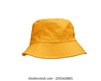 Orange bucket hat isolated on white - Shutterstock ID 2241626801