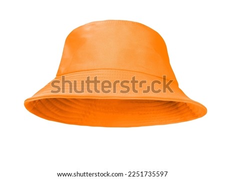 Orange bucket hat isolated on white background