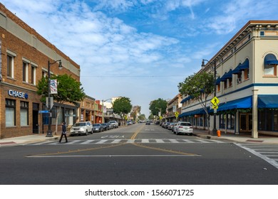 Orange, CA / USA - November 14, 2019: A North View Of Glassell Street In The Old Town District In The City Of Orange, California.