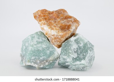 Orange calcite and green aventurine