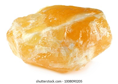 Orange Calcite From Mexico Isolated On White Background