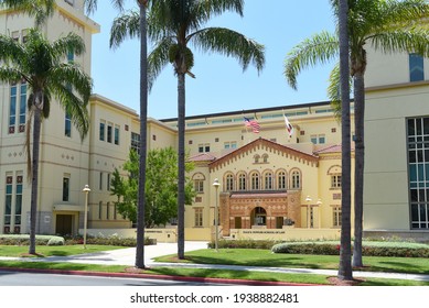 ORANGE, CALIFORNIA - 14 MAY 2020: The Donald Kennedy Hall Law Building On The Campus Of Chapman University. 