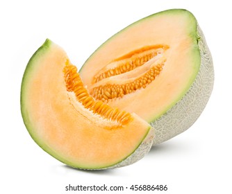 Orange Cantaloupe Melon Isolated On White