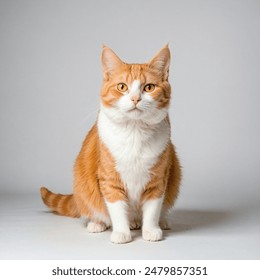 An orange cat sits looking straight at the camera. - Powered by Shutterstock