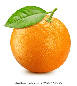 Orange citrus isolated on white background. Orange with clipping path. Orange with leaves