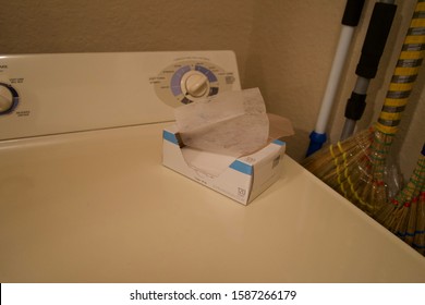 Orange City, FL/ United States- December 13, 2019: Dryer Sheets In The Broom Closet.