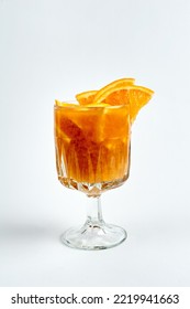 Orange Cocktail In A Glass, White Background, Product Photography