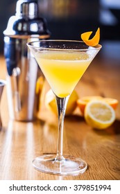 Orange Cocktail In Martini Glass