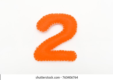 Orange Color Felt Numeral 2
