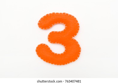 Orange Color Felt Numeral 3