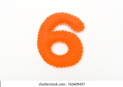 Orange Color Felt Numeral 6 