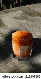 Orange Colored Thai Tea Drink Is Ready To Be Enjoyed