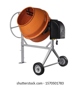 Orange Concrete Mixer Isolated On The White Background