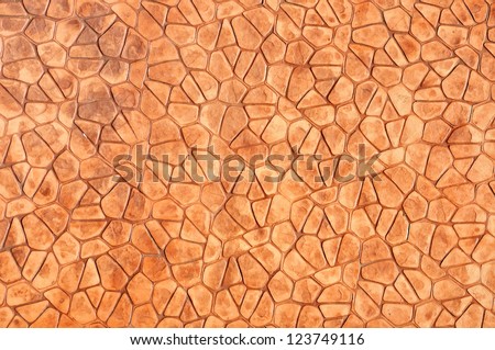 Orange concrete pavement texture on top view.