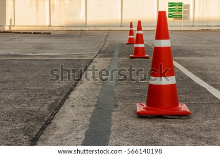 orange cones set up to direct traffic