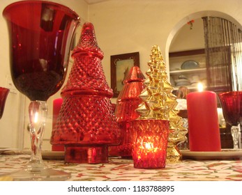 Orange County, California. United States. Photo Taken December 22nd. 2016. Christmas Table Decorations. 