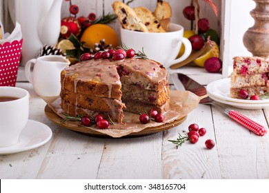 Orange And Cranberry Christmas Cake With Cinnamon Glaze