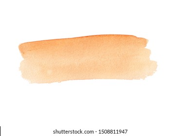 Orange Cream Color Absrtact Strip Of Watercolor Background, Wet Smear