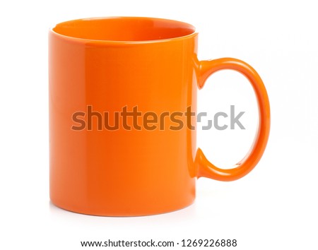 Orange cup mug drink on white background isolation