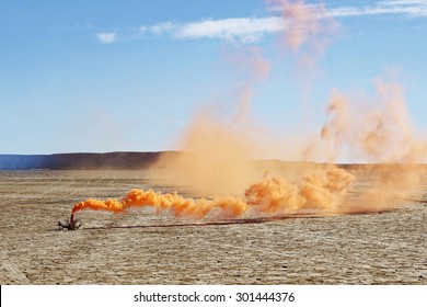 Orange Distress Flare In The Desert