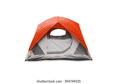 Orange dome tent, isolated on white background with clipping path - Shutterstock ID 394749535