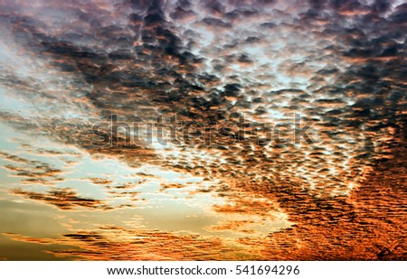 Orange dot wave cloud in ovecast sky