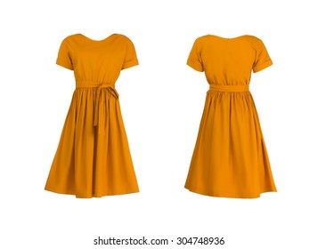 Orange dress isolated on white - Shutterstock ID 304748936