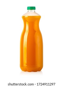 Orange Drink Soda Bottle Isolated On White Background With Clipping Path