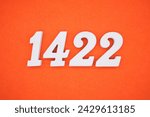 Orange felt is the background. The numbers 1422 are made from white painted wood.