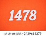 Orange felt is the background. The numbers 1478 are made from white painted wood.