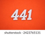 Orange felt is the background. The numbers 441 are made from white painted wood.