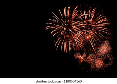 Orange Fireworks With Black Background