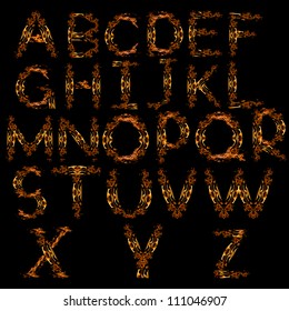 Orange Flame Alphabet Isolated On Black Stock Photo 111046907 ...