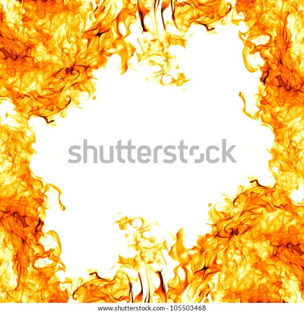 Orange Flame Frame Isolated On White Stock Photo (Edit Now) 105503468