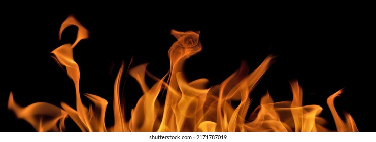 orange flame isolated on black background