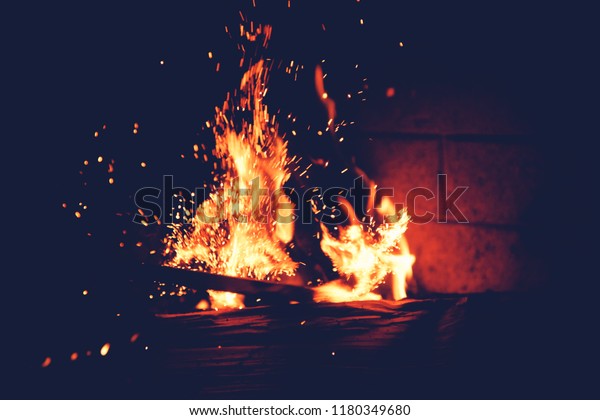 Orange Flames Sparks Fire Abstract Background Stock Photo Edit