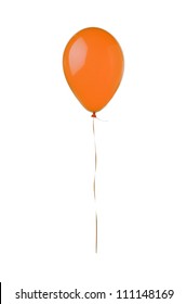 Orange Flying Balloon Isolated On White Background