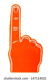 An Orange Foam Fan Finger On A White Background