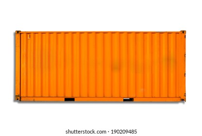 Orange Freight Shipping Container Isolated On White With Soft Shadow