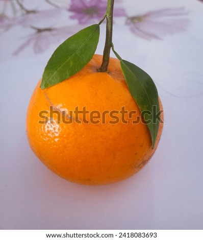 Orange fresh orange fruit with beautiful leaf 