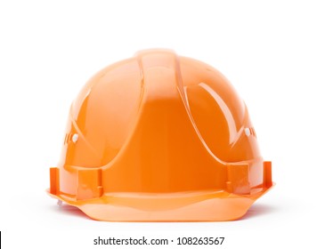 Orange Fronted Hard Hat, Isolated On White