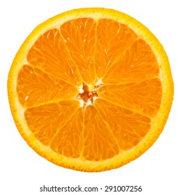 Orange Fruit Cross Section Isolated On White Background, With Clipping Path